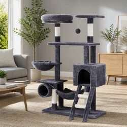 Durable 144cm Multi-Level Cat Tree with Scratching Post