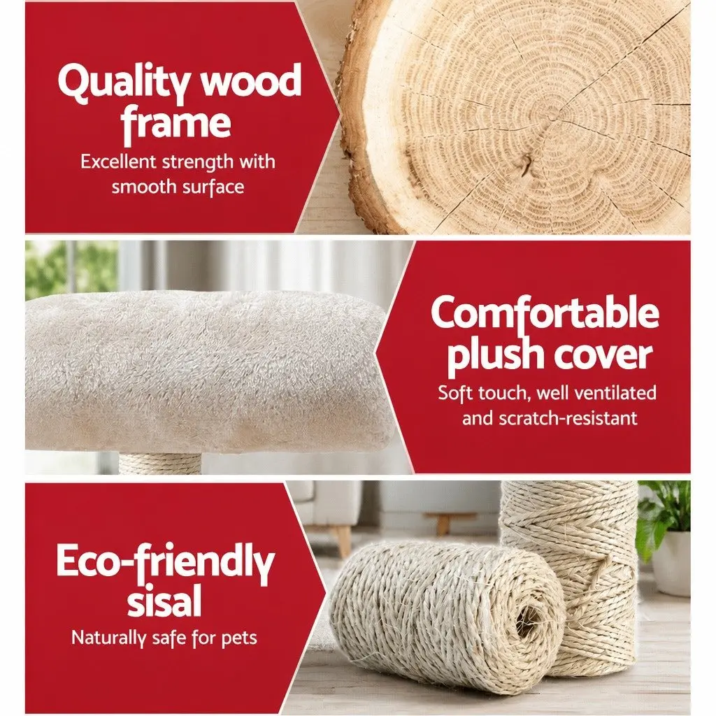 Cat Tree 141cm with Plush Bed and Sisal Posts