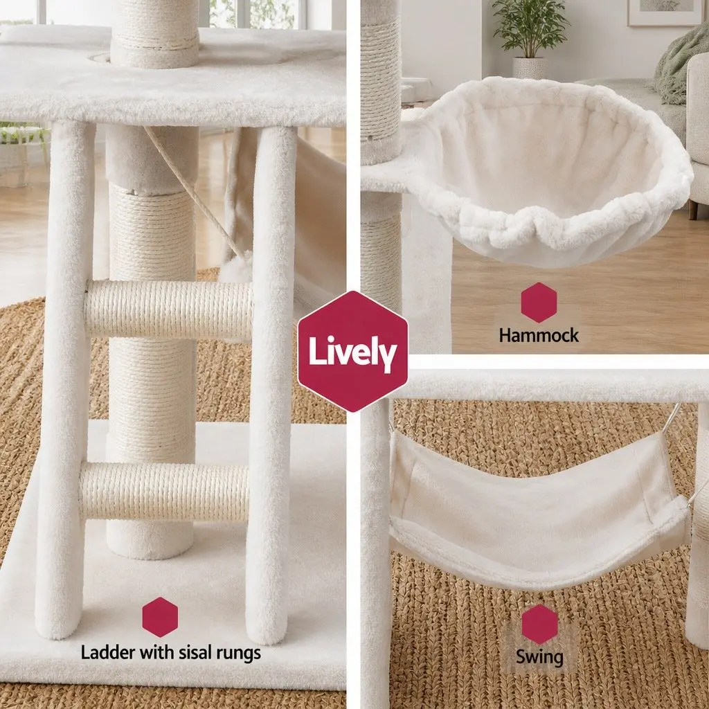 Cat Tree 141cm with Plush Bed and Sisal Posts