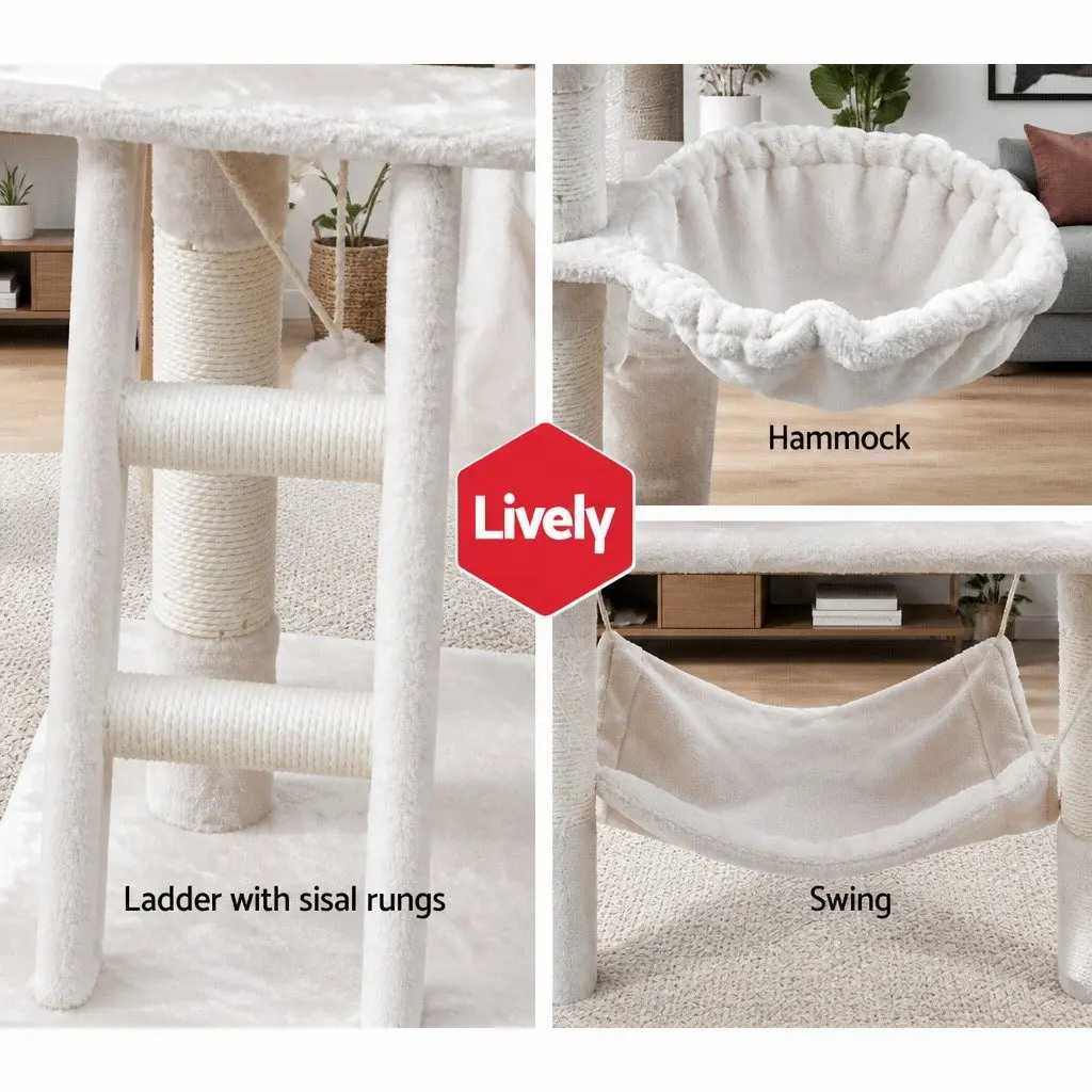 Cat Tree 141cm with Plush Bed and Sisal Posts