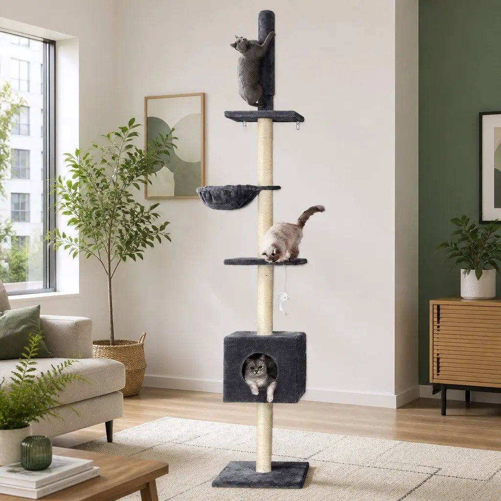 Cat Tree Tower with 4 Platforms, Dark Grey