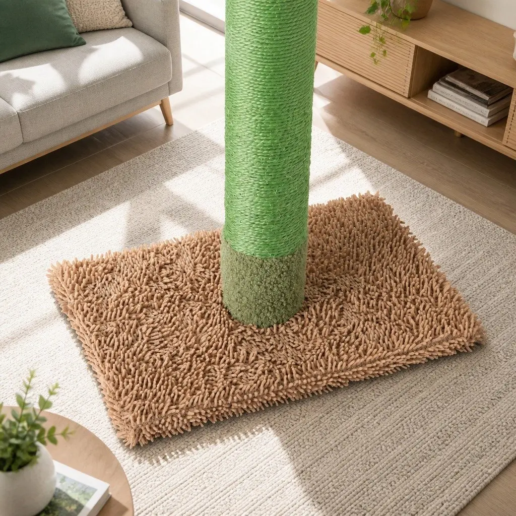 Cat Tree 290cm Adjustable Green Beige Floor to Ceiling Multi Level Scratching Post Bed