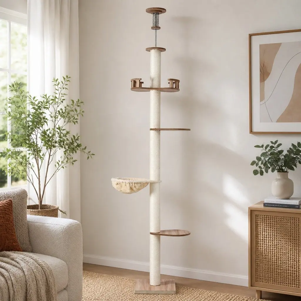 Cat Tree Tower MDF Natural Sisal 270cm Beige