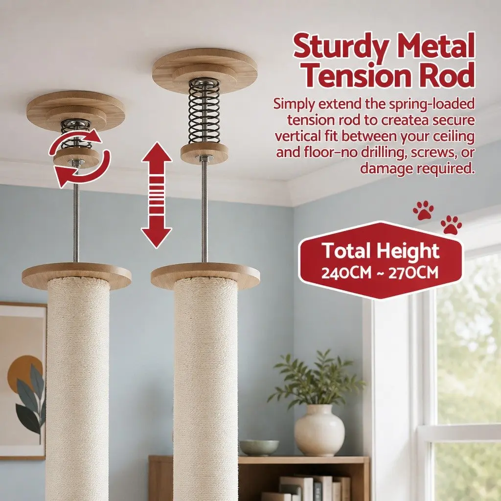 Cat Tree Tower MDF Natural Sisal 270cm Beige