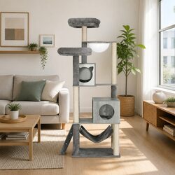 Cat Tree 178cm Tower Scratching Post Multi-Level Condo House Wooden Ladder Bed