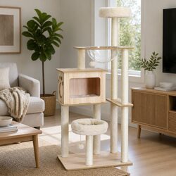 Sturdy Multi-Tiered Cat Tree Tower with Scratching Post