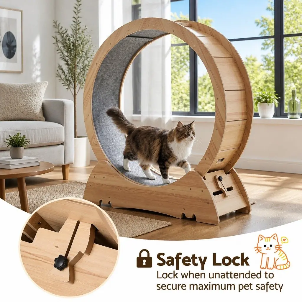 Cat Exercise Wheel MDF 91cm Natural Large Indoor Treadmill