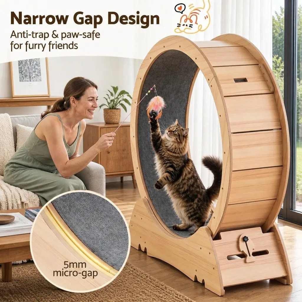 Cat Exercise Wheel MDF 91cm Natural Large Indoor Treadmill