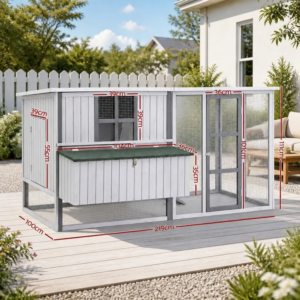 Chicken Coop Fir Wood 219cm Grey