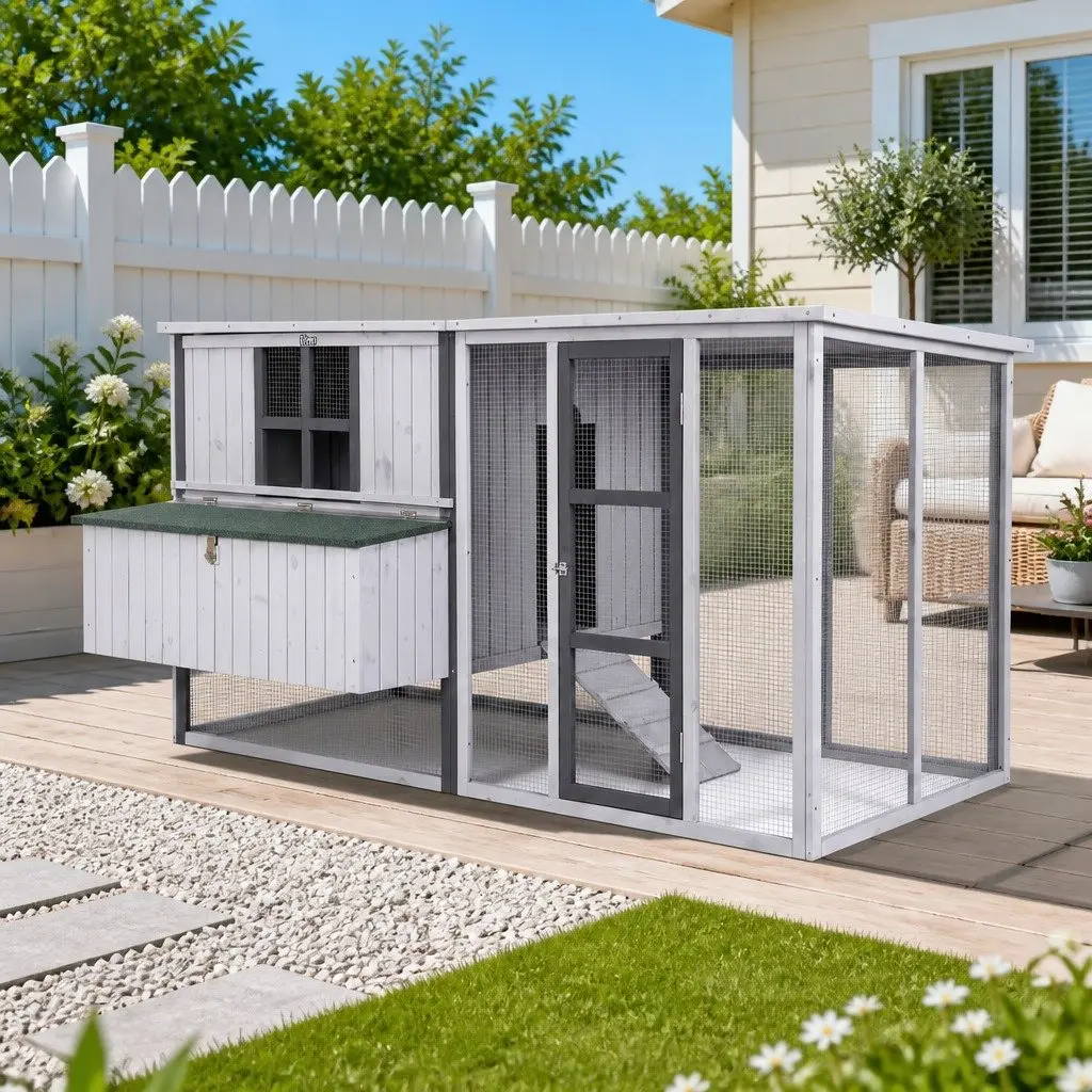 Chicken Coop Fir Wood 219cm Grey
