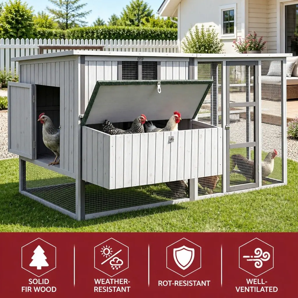 Chicken Coop Fir Wood 219cm Grey
