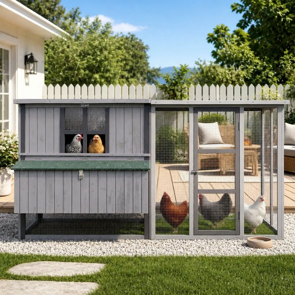Chicken Coop Fir Wood 219cm Grey