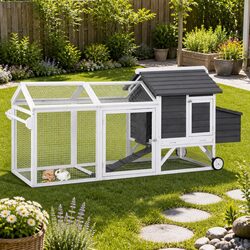 Extra Large Wooden Chicken Coop and Rabbit Hutch with Run