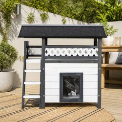 Sturdy Outdoor Wooden Hutch for Cats and Rabbits
