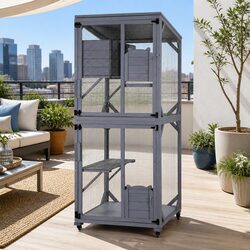 Wooden Multi-Tier Pet Hutch for Small Animals - 180cm