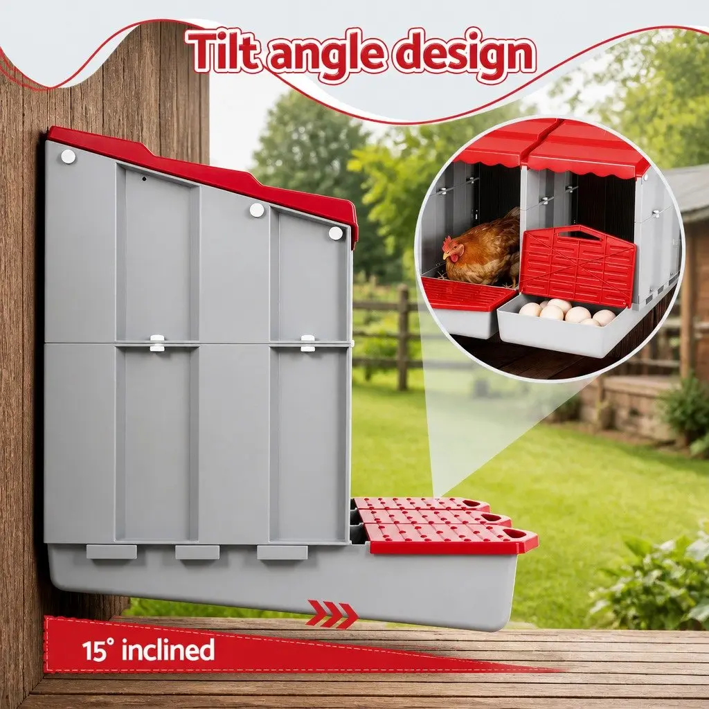 Chicken Nesting Box Plastic 3 Hole Roll Away Red
