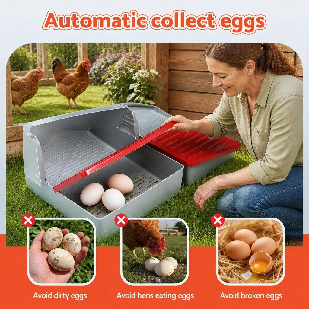 Chicken Nesting Box Plastic 3 Hole Roll Away Red