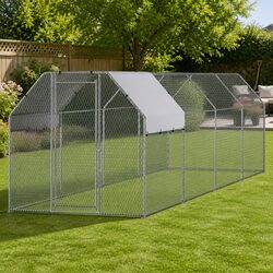 Chicken Coop Cage Run Rabbit Hutch Walk In Hen House Silver 2m x 8m x 2m