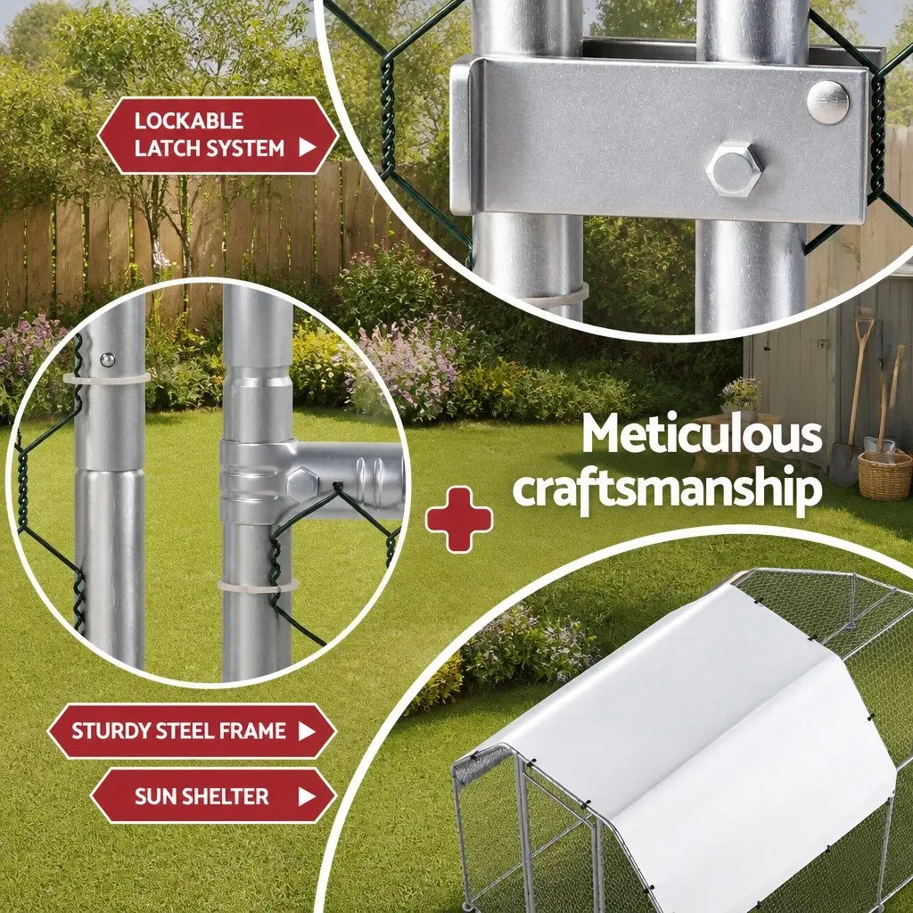 Chicken Coop Galvanised Steel 2m x 8m Silver