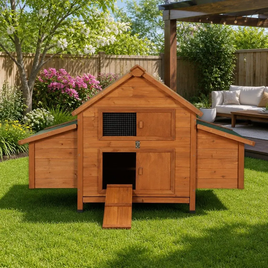 Wooden Chicken Coop Rabbit Hutch 150cm