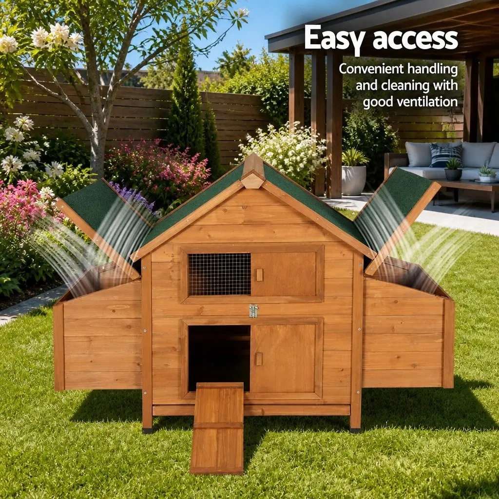 Large Wooden Chicken Coop Rabbit Hutch 150cm Brown and Green