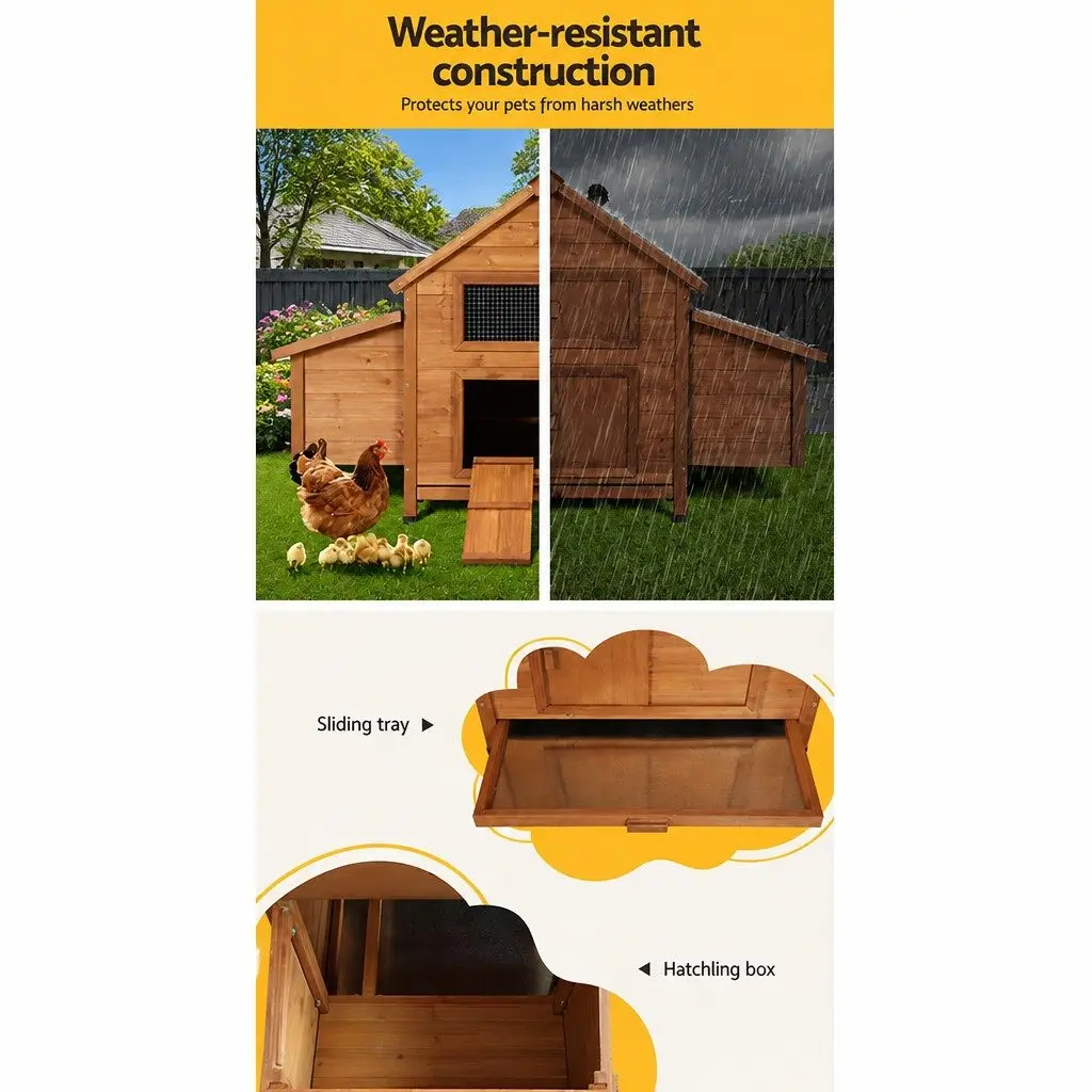 Large Wooden Chicken Coop Rabbit Hutch 150cm Brown and Green
