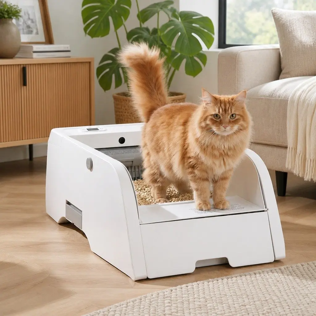 Automatic Cat Litter Box ABS 5L White