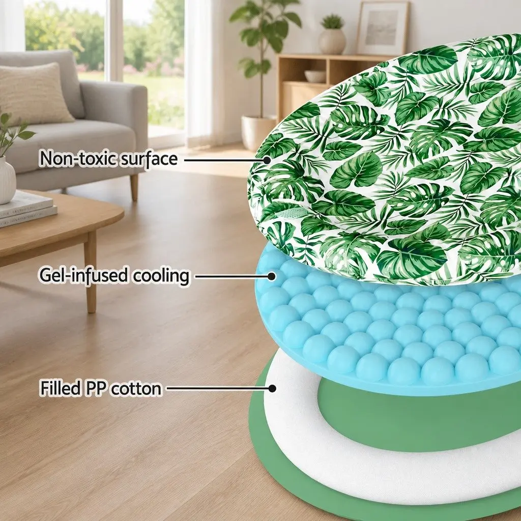 Pet Cooling Mat Gel Self-Cool Dog Cat Round Bed Cushion Summer Non-Toxic PVC
