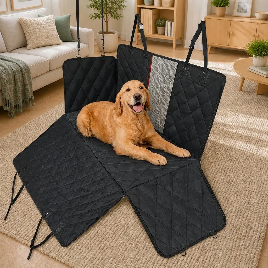 Pet Car Seat Cover 600D Oxford Fabric 132cm L x 140cm W Black