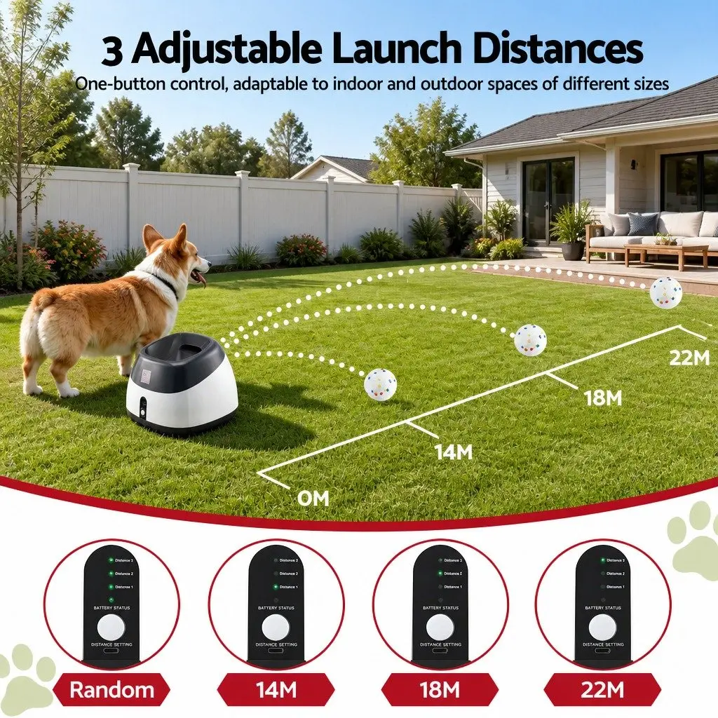 Interactive Automatic Dog Ball Launcher with 6 Balls