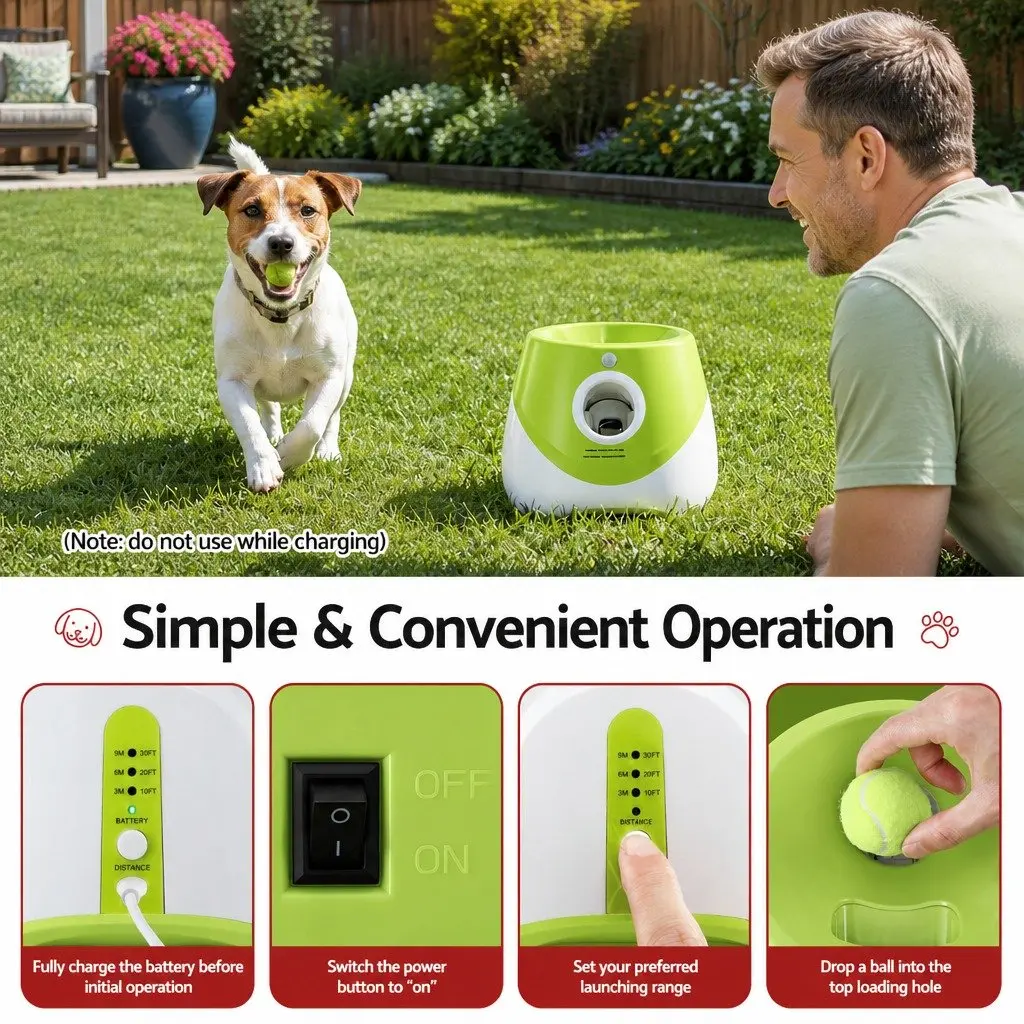 Automatic Dog Ball Launcher with 6 Balls