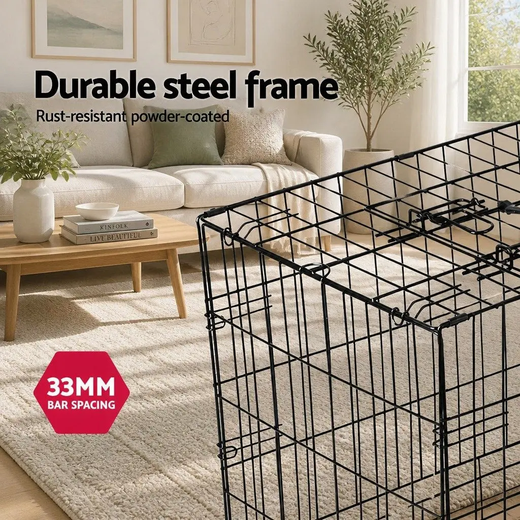 Dog Cage Steel 36 Inch Foldable Medium Black