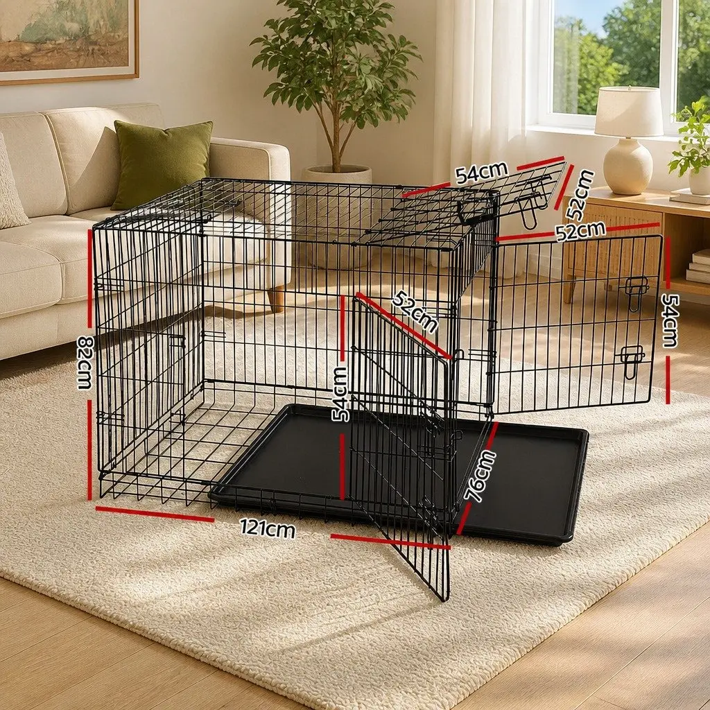 Dog Cage Crate Kennel Metal 48" Black Foldable