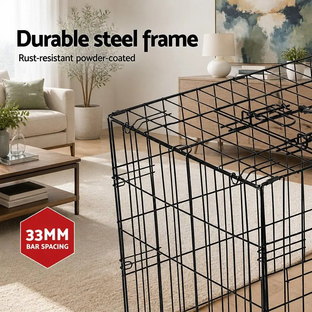 Dog Cage Crate Kennel Metal 48" Black Foldable