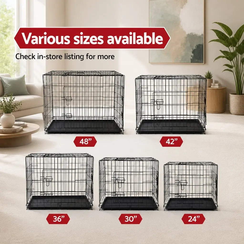 Dog Cage Crate Kennel Metal 48" Black Foldable