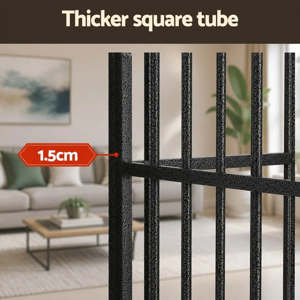 Dog Cage Metal Large Black with Lockable Wheels Removable Tray