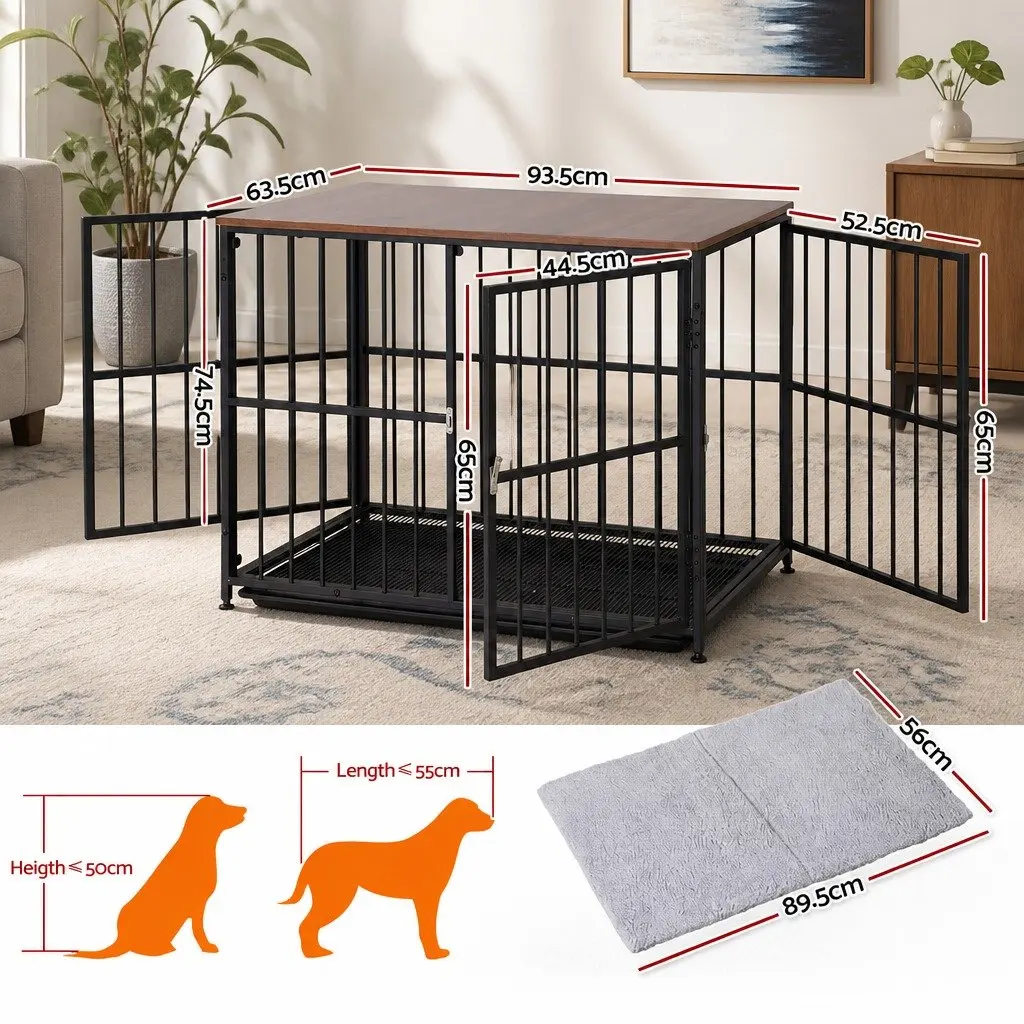 Dog Crate Furniture Wooden 93cm Black