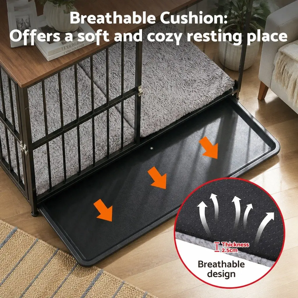Dog Crate Furniture Wooden 93cm Black