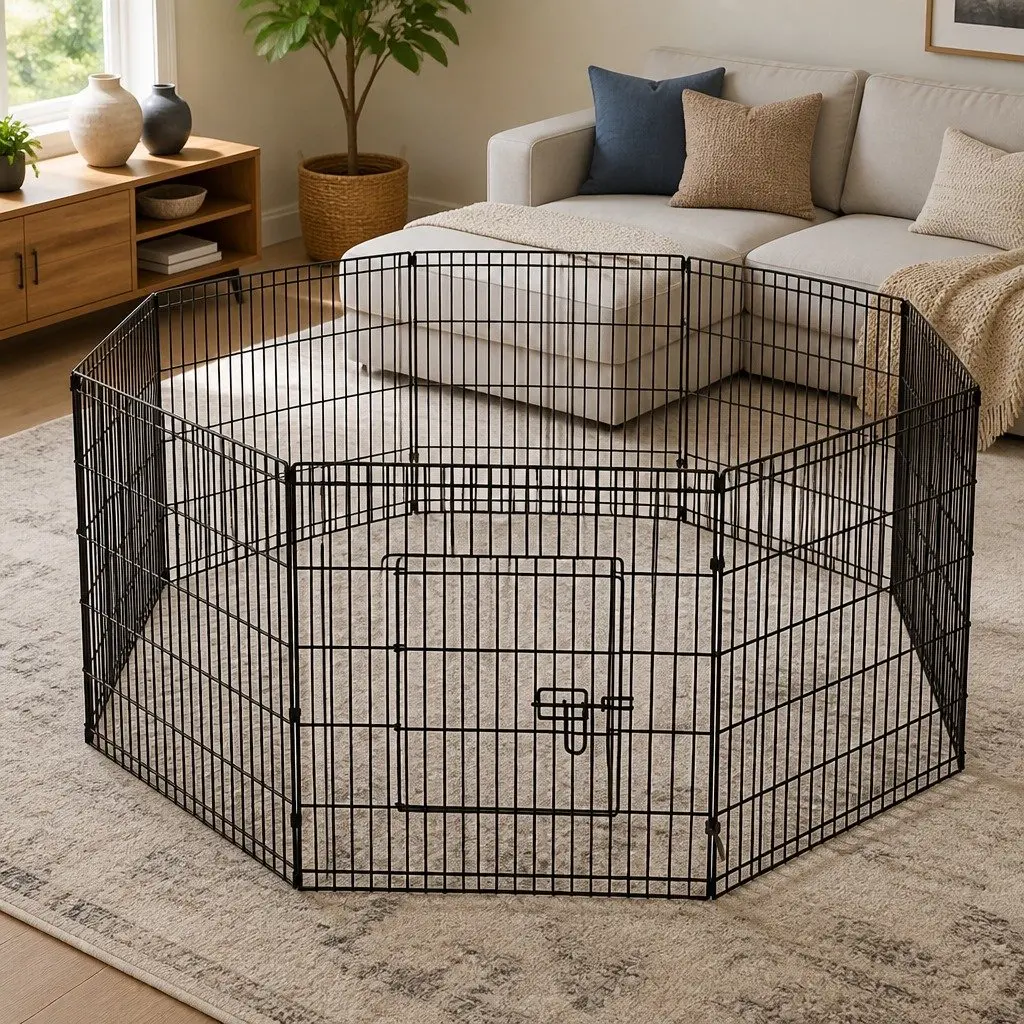 8-Panel Pet Playpen with Durable Steel Frames