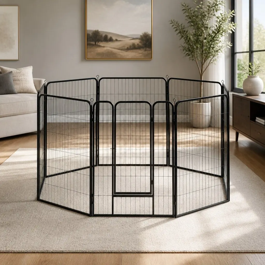 8 Panel Black Dog Playpen for Secure Pet Space