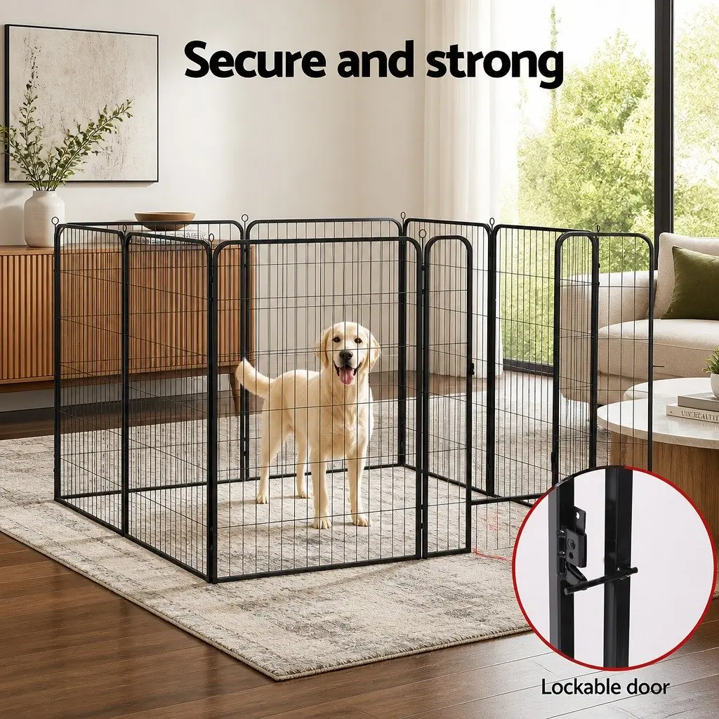 Dog Playpen 8 Panel Foldable Pet Enclosure Fence Black
