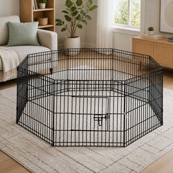 Durable 8 Panel Pet Playpen - 24 Inch Dog Cat Enclosure