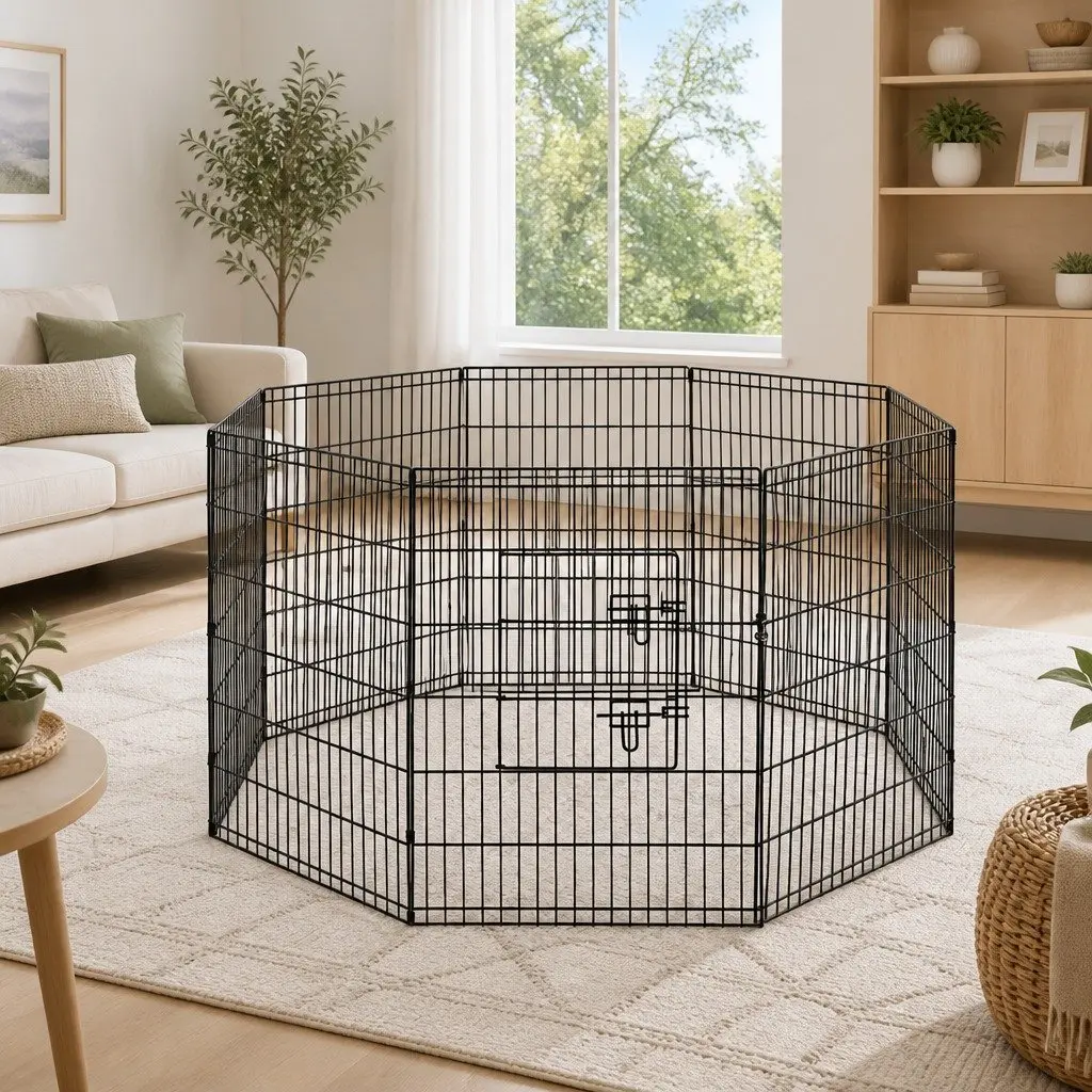 8 Panel Dog Playpen Pet Fence 36 Inches Exercise Cage Enclosure Foldable Pen
