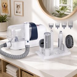Pet Grooming Kit Vacuum Hair Dryer Clipper Brushes Dog Cat Cleaning 7-in-1 Tool