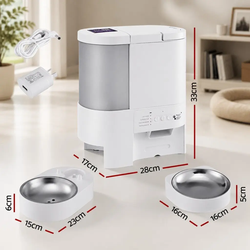 Automatic Pet Feeder Water Dispenser ABS Plastic 4L White Transparent