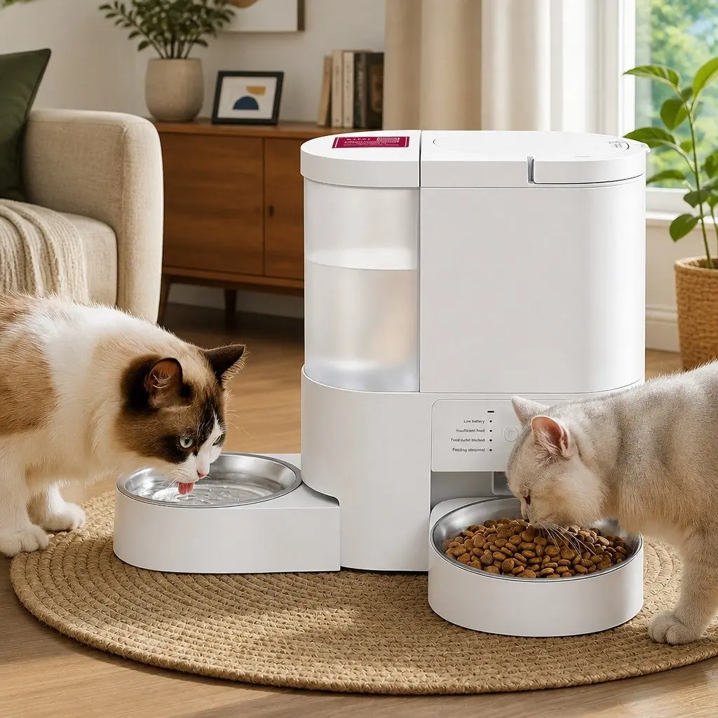 Automatic Pet Feeder Water Dispenser ABS Plastic 4L White Transparent