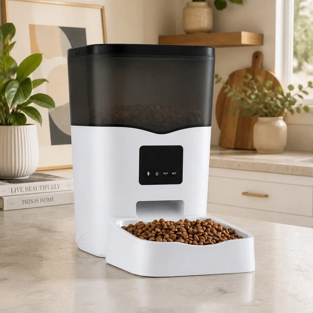 Automatic Pet Feeder WiFi Smart Dog Cat Food Dispenser 3L Dry Food ABS Plastic Black Transparent