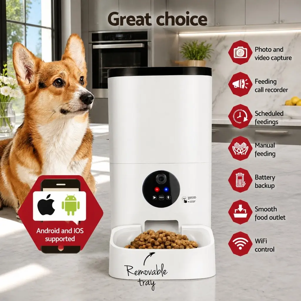 Automatic Pet Feeder ABS Plastic 6L White