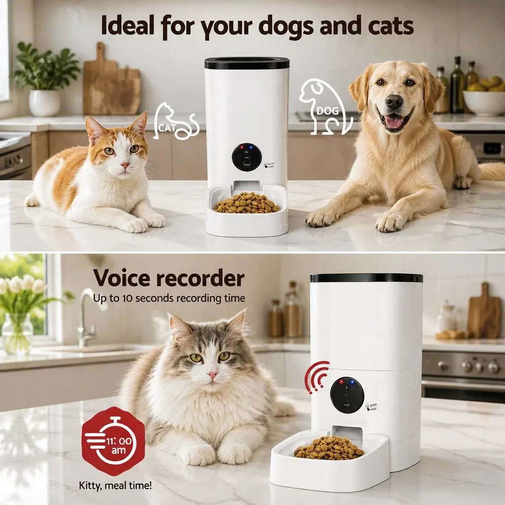 Automatic Pet Feeder ABS Plastic 6L White