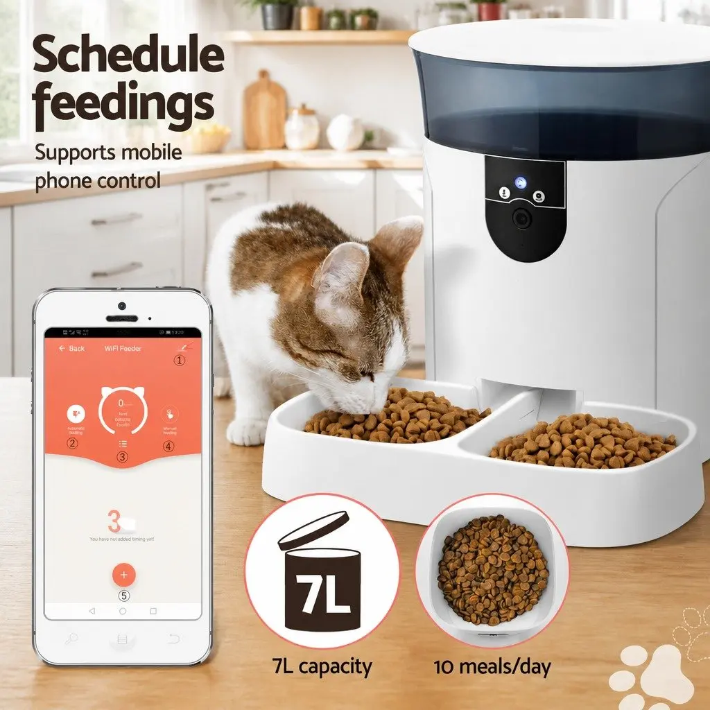 Pet Feeder ABS Plastic 7L White